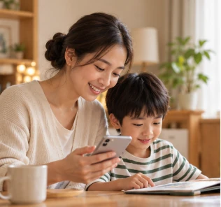 Mẹ và bé cùng đọc sách, Hǔhǔ đồng hành bên cạnh.